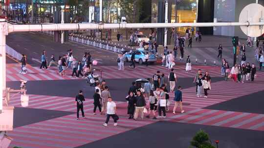 长沙黄兴广场五一广场夜晚夜景人流游客长沙