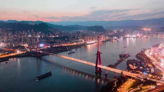 4K重庆市万州区三桥延时万州区城市航拍视频素材模板下载