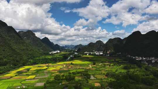 延时-广西桂林阳朔十里画廊遇龙河稻田