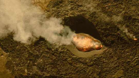 航拍火山岩浆沸腾