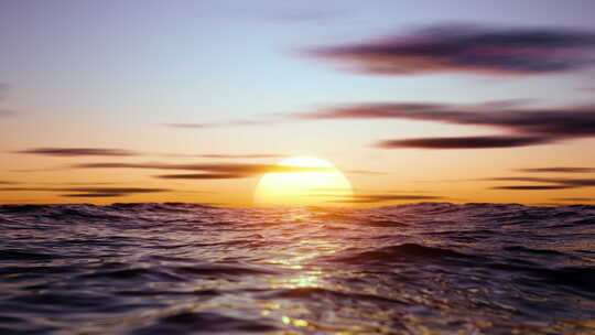日落时的太阳和海面