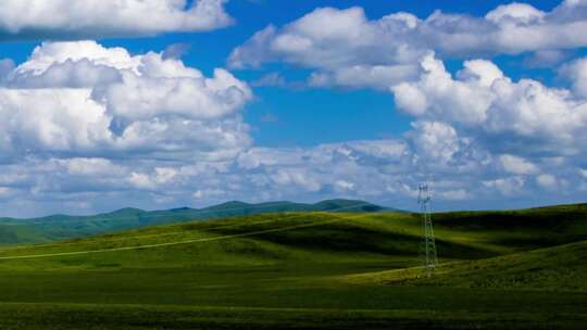 草原天空蓝天白云阳光延时流云风景