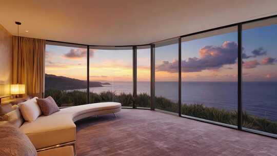 海景房室内夕阳美景