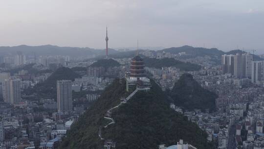 航拍贵州贵州市区｜日落旁晚｜高楼建筑夜景