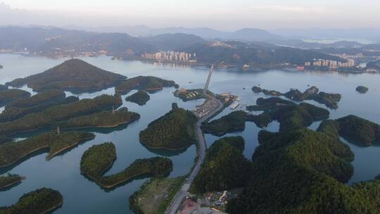 航拍浙江淳安千岛湖