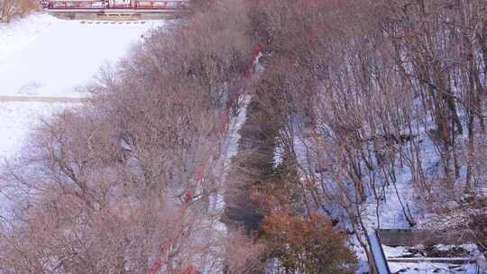 航拍枣庄峄城青檀寺雪景建筑