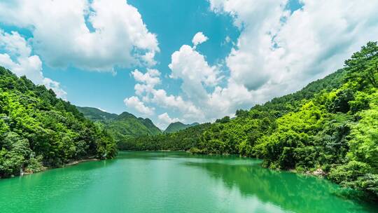 自然唯美夏季山水风光蓝天白云延时视频素材模板下载