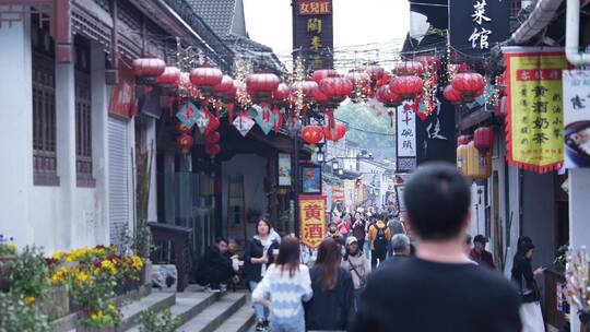 绍兴仓桥直街古街道风景视频