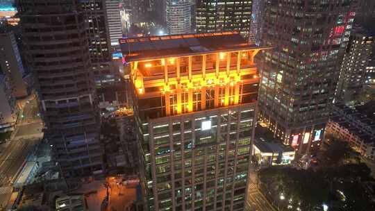 航拍上海高架  繁华夜景