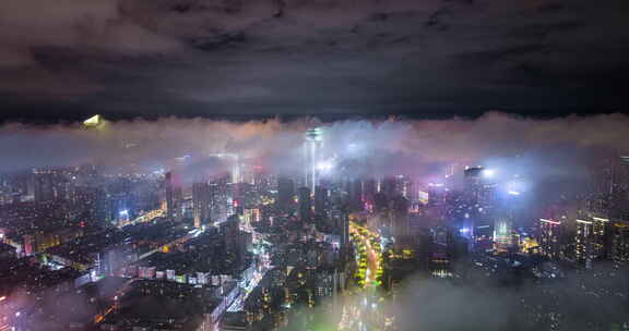 沈阳73年以来最强降雨过后的平流雾夜空