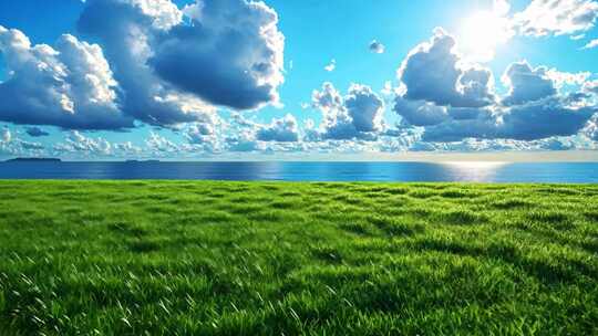 草原大海蓝天自然风光