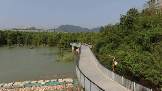 航拍杭州青山湖风景