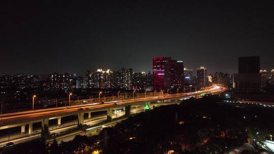 上海沪闵高架夜景航拍