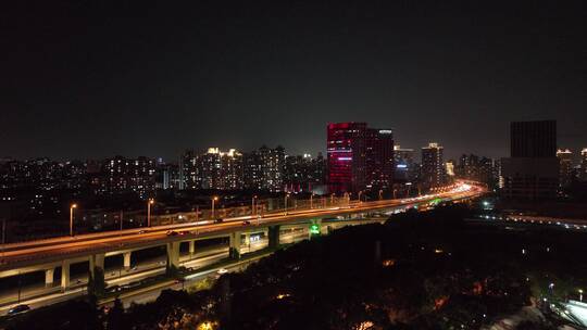 上海沪闵高架夜景航拍视频素材模板下载