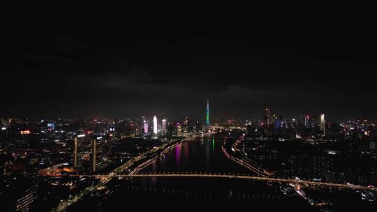 绝美通透广州珠江新城两岸4k航拍延时夜景