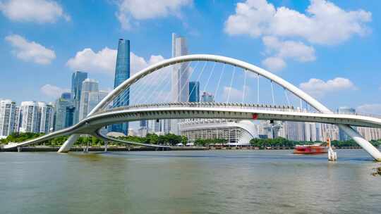 广州珠江新城海心桥江景延时视频素材模板下载