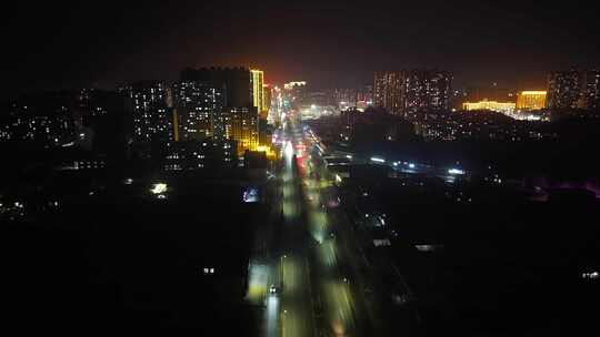 航拍 夜景 过年 年味 年末 夜晚 道路 车辆