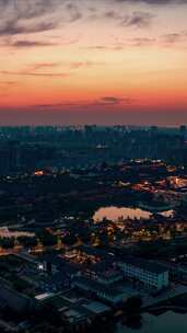 江苏宿迁城市夜景竖屏航拍延时