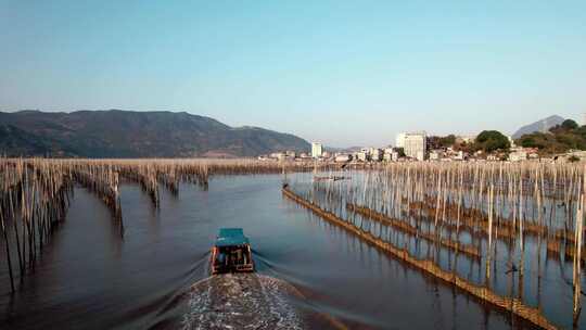 福建霞浦海岛海边滩涂日落晚霞自然风光