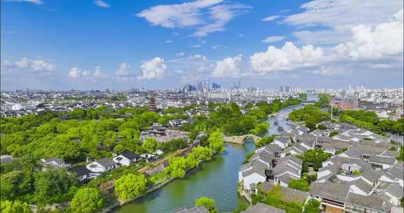 苏州古塔与城市景观全景