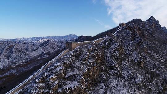 冬季大雪后的长城雪景航拍