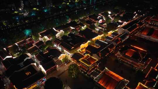 杭州拱墅区大兜路历史街区香积寺夜景航拍