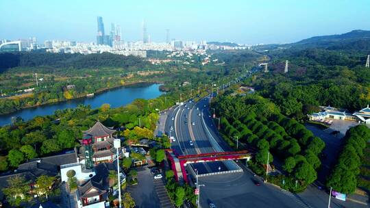 航拍南宁城市风光凤岭南路