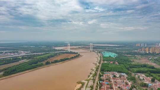 济南黄河大桥4K航拍延时视频