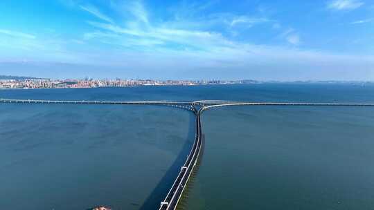 青岛跨海大桥远景航拍