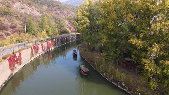 北京古北水镇航拍秋季景色