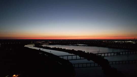 河流 夜景 大桥