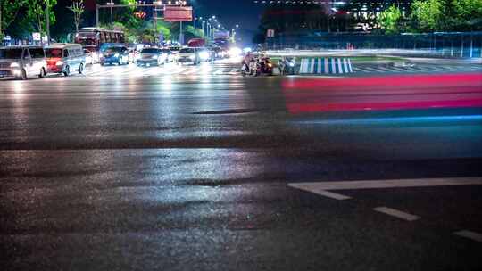 城市道路夜晚车流延时