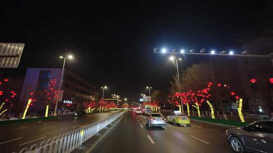 中国辽宁沈阳春节氛围街道交通视频素材模板下载