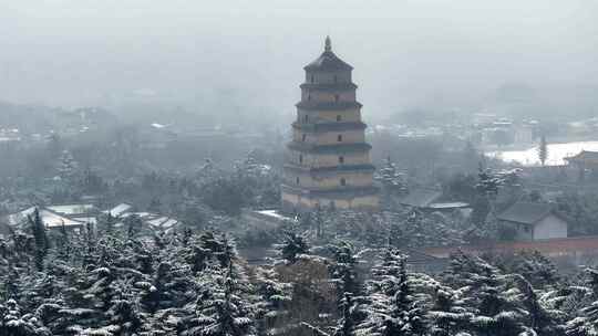 西安大雁塔雪景