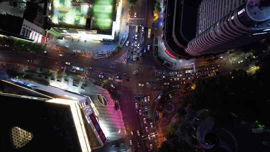 城市夜景交通车辆行驶航拍