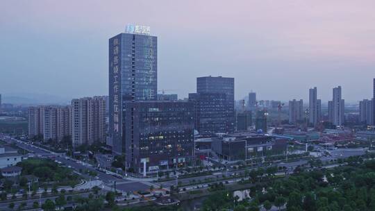 航拍浙大网新科创中心夜景