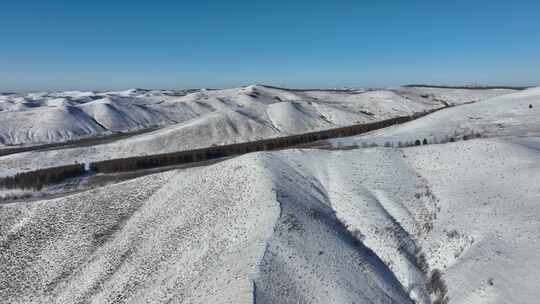 大兴安岭丘陵山地寒冬山林雪景自然风光