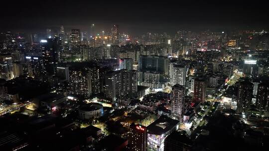 深圳南山区城市夜景氛围航拍