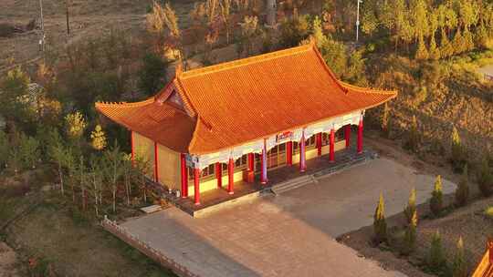 新疆 灵香山 寺庙 寺庙建筑 观音像  航拍