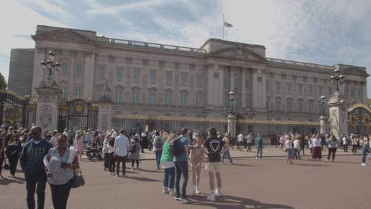 伦敦白金汉宫外散步人群的跟踪拍摄