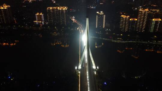 福建 福州 三县洲 大桥 夜景 航拍视频素材模板下载