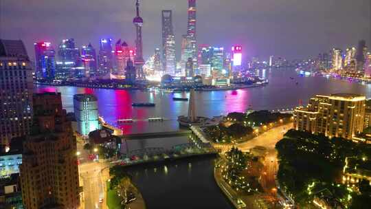 上海外滩黄浦江风景视频素材航拍延时