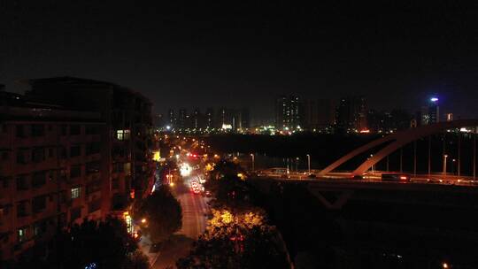 航拍衡阳湘江夜景视频素材模板下载