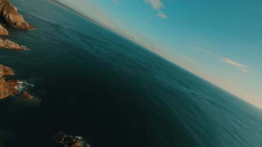 大海海边海岛日出海浪蓝天云航拍英国斯凯岛