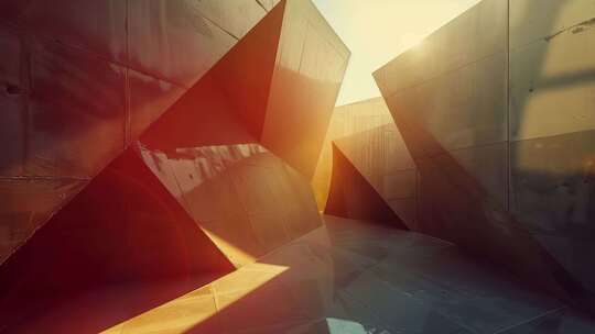 光影下的几何建筑场景
