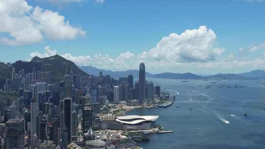 香港蓝天白云航拍视频素材模板下载