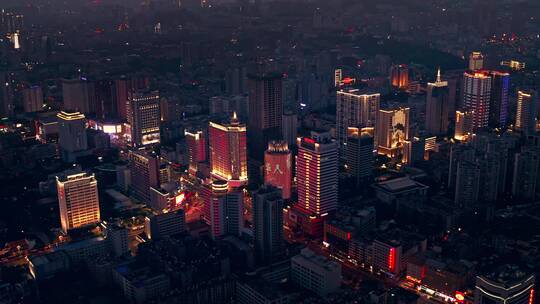汇都国际楼顶航拍昆明市中心夜景