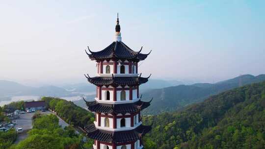 杭州萧山湘湖先照寺建筑风景航拍