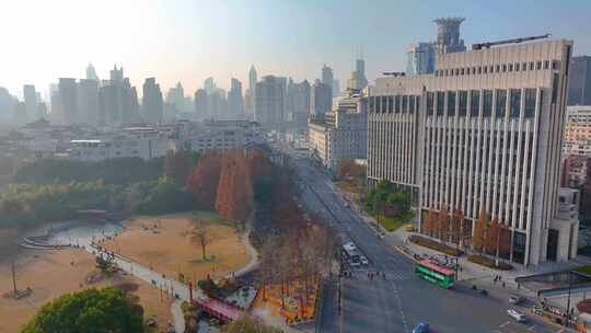 上海外滩古城公园航拍黄浦区城市风景风光