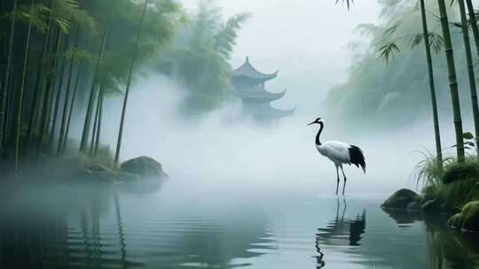 水墨中国风山水意境，古诗词朗诵背景